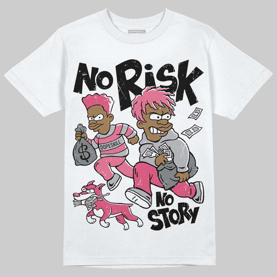 Balenciaga Runner White Fluo Pink DopeSkill T-Shirt No Risk No Story Graphic Streetwear - White