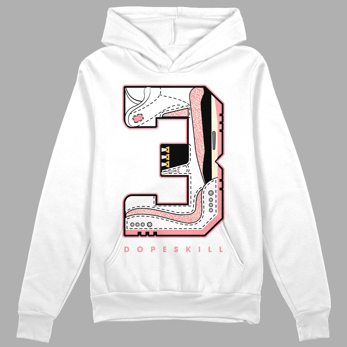 Jordan 3 GS “Red Stardust” DopeSkill Hoodie Sweatshirt No.3 Graphic Streetwear - White 