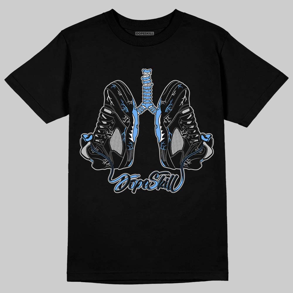 Jordan 5 Black University Blue DopeSkill T-Shirt Breathe Graphic Streetwear - Black
