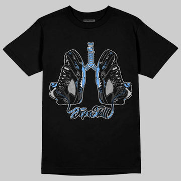 Jordan 5 Black University Blue DopeSkill T-Shirt Breathe Graphic Streetwear - Black