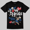 Jordan 1 Low OG “Storm Blue” DopeSkill T-Shirt New Love Heals Graphic Streetwear - Black