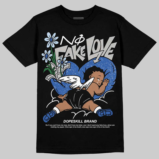 Awake NY x Jordan 5 Retro 'Black Racer Blue' DopeSkill T-Shirt No Fake Love Graphic Streetwear - Black