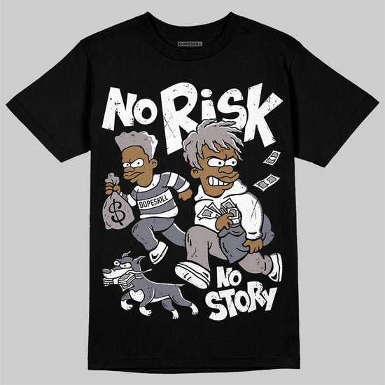 Lanvin Curb Sneakers White Anthracite DopeSkill T-Shirt No Risk No Story Graphic Streetwear - Black