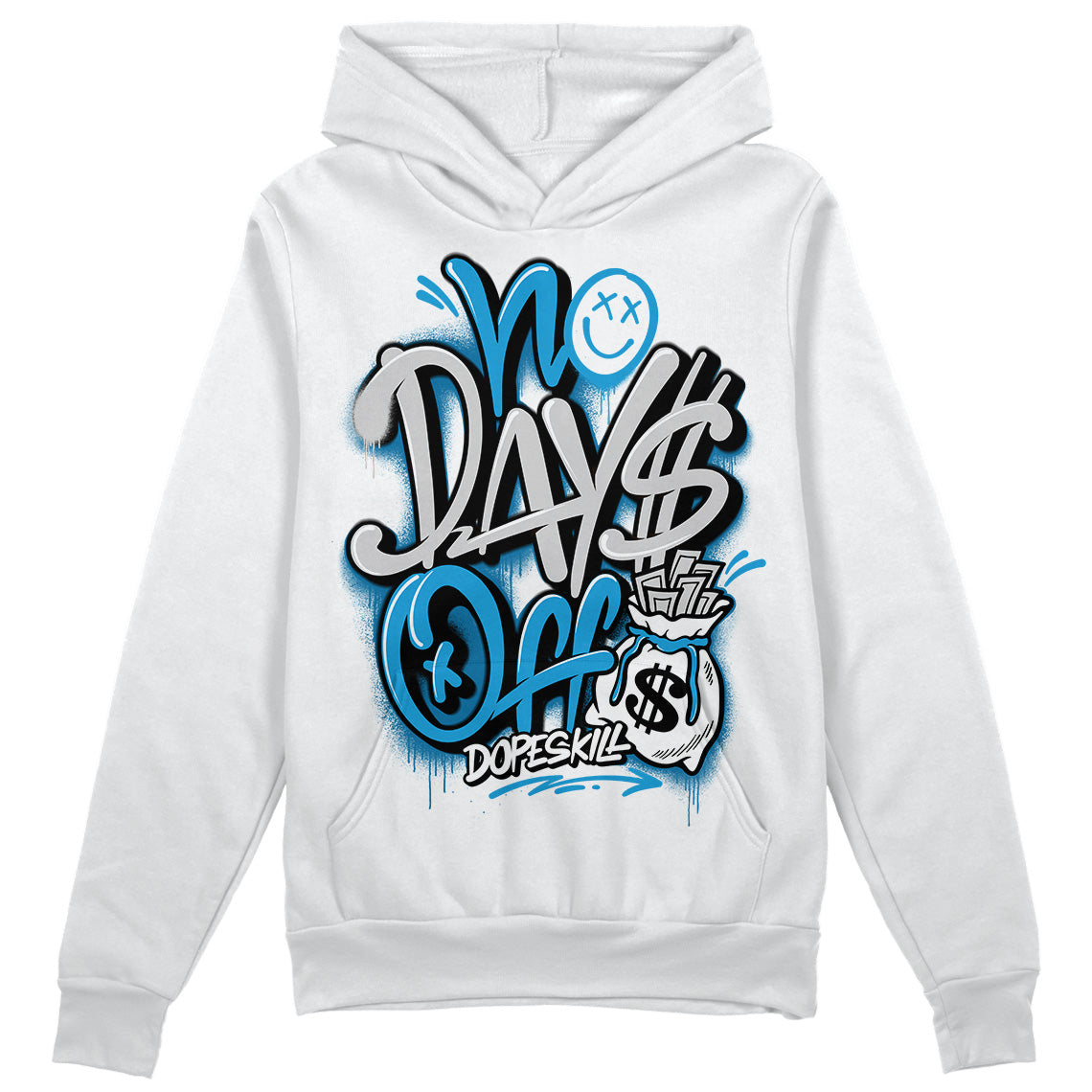 Jordan 4 Retro Military Blue DopeSkill Hoodie Sweatshirt No Days Off Graphic Streetwear - White