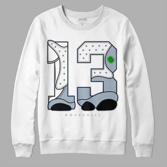 Jordan 13 “Blue Grey” DopeSkill Sweatshirt No.13 Graphic Streetwear - White 