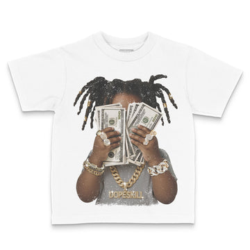 Jordan 4 Retro GS “Blue Chill” DopeSkill Toddler Kids T-shirt Rich Youth Graphic Streetwear - White