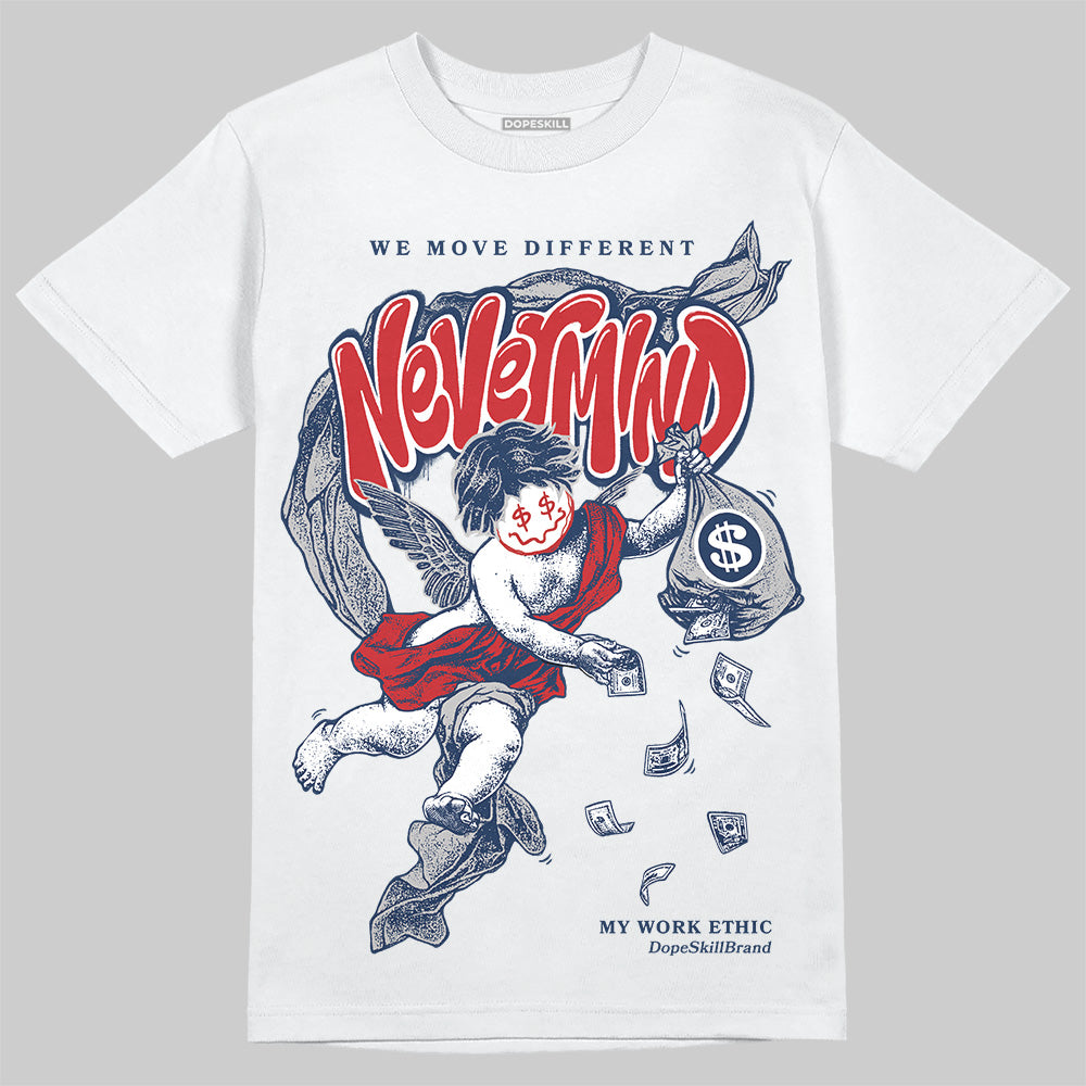 Jordan 4 SB “Summit White/Navy” DopeSkill T-Shirt Nevermind Graphic Streetwear - White