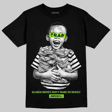 Neon Green Sneakers DopeSkill T-Shirt Scared Money Don't Make No Money Graphic Streetwear - Black
