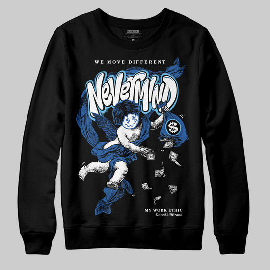 Jordan 12 “Blueberry” DopeSkill Sweatshirt Nevermind Graphic Streetwear - Black