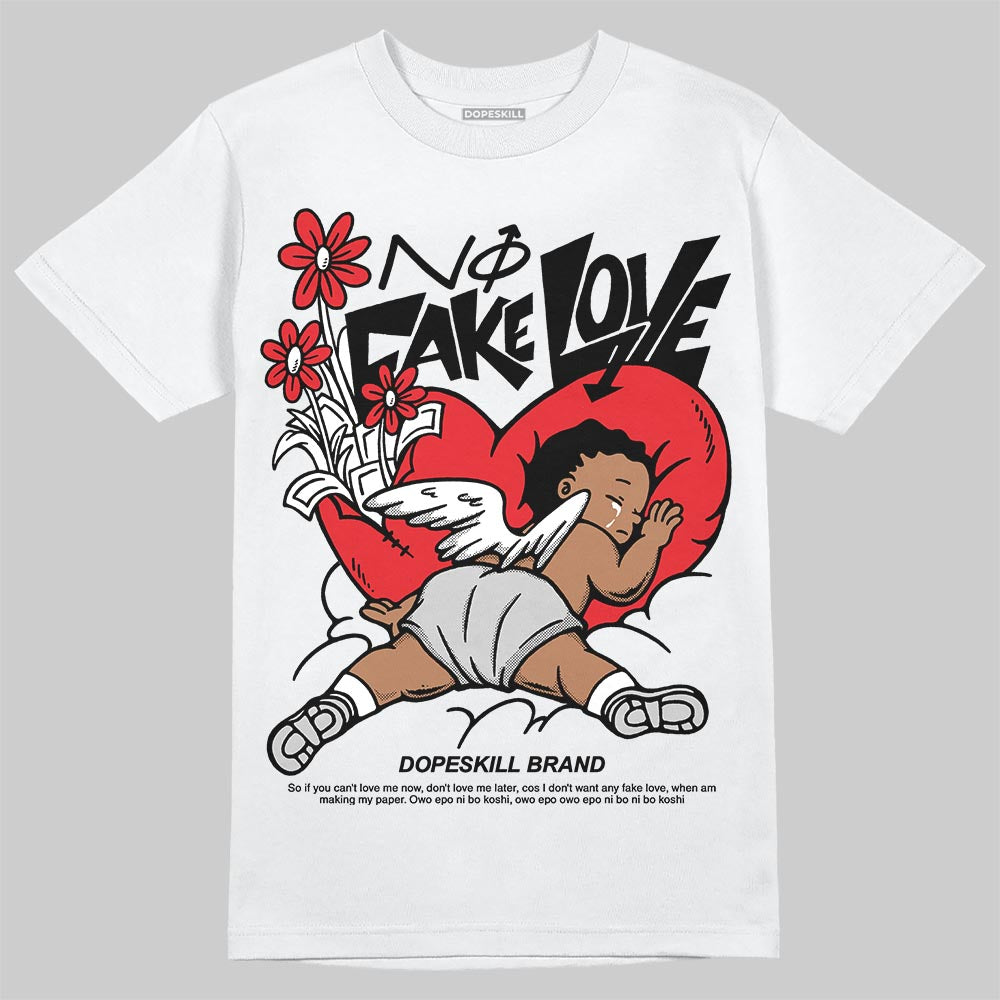 Air Foamposite One 'Triple White' DopeSkill T-Shirt No Fake Love Graphic Streetwear - White