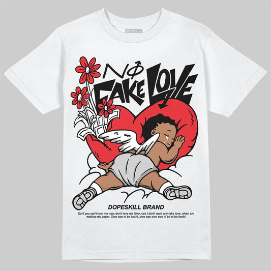Air Foamposite One 'Triple White' DopeSkill T-Shirt No Fake Love Graphic Streetwear - White
