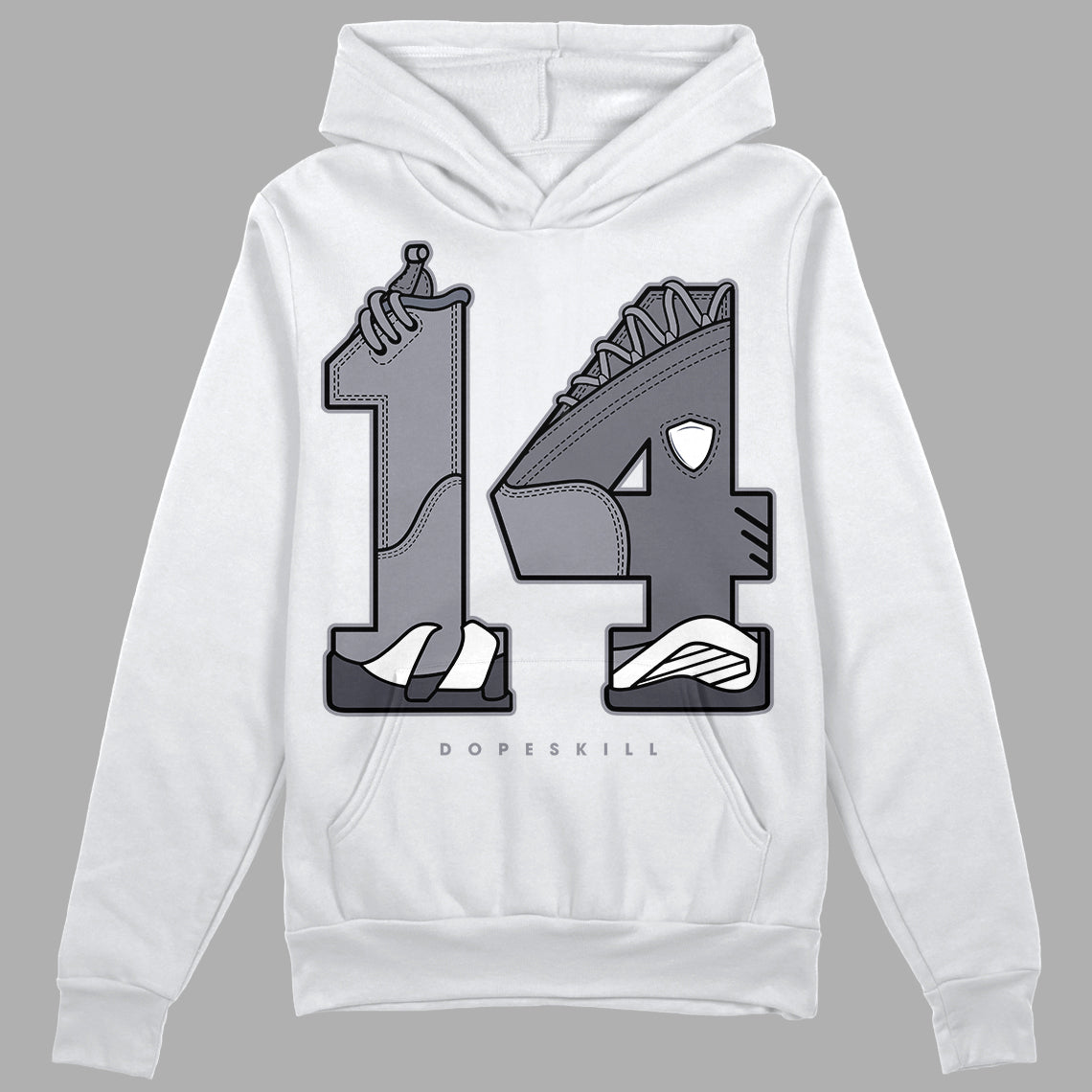 Jordan 14 Retro 'Stealth' DopeSkill Hoodie Sweatshirt No.14 Graphic Streetwear - White