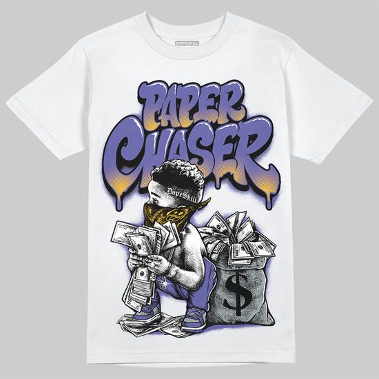 Jordan 4 Retro Lakers DopeSkill T-Shirt Paper Chaser Boy Graphic Streetwear - White 