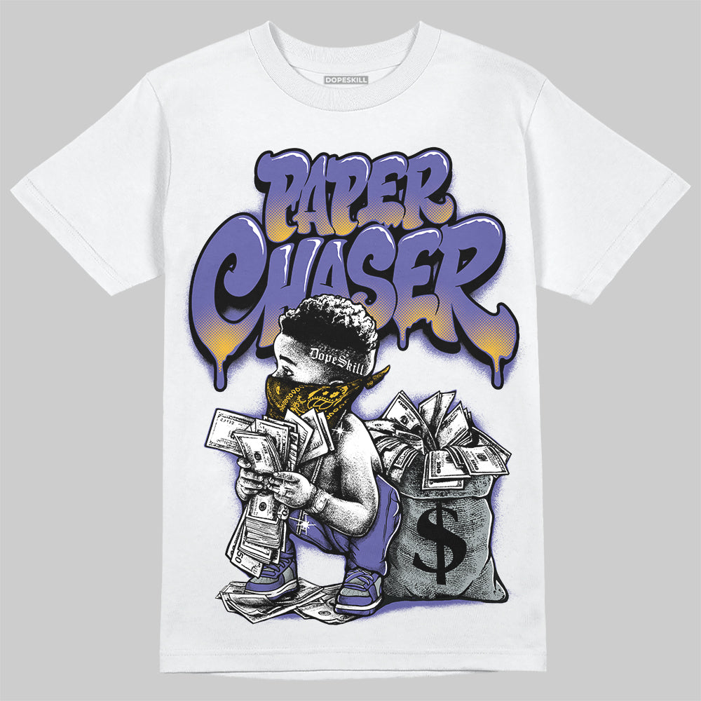Jordan 4 Retro Lakers DopeSkill T-Shirt Paper Chaser Boy Graphic Streetwear - White 