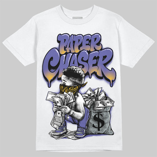 Jordan 4 Retro Lakers DopeSkill T-Shirt Paper Chaser Boy Graphic Streetwear - White 