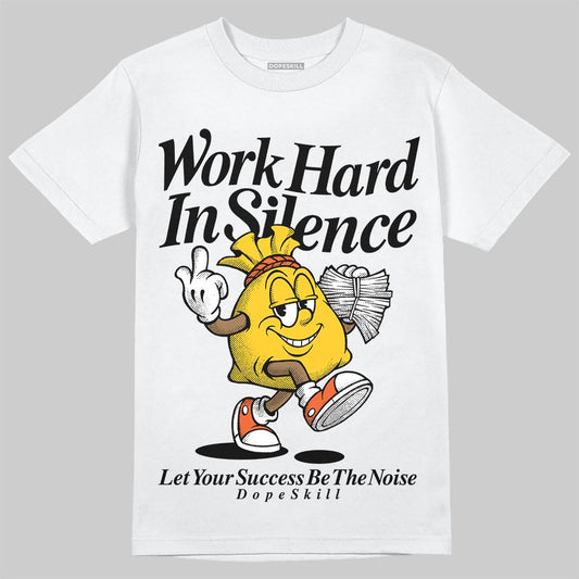 Yellow Sneakers DopeSkill T-Shirt Work Hard In Silence Graphic Streetwear - White
