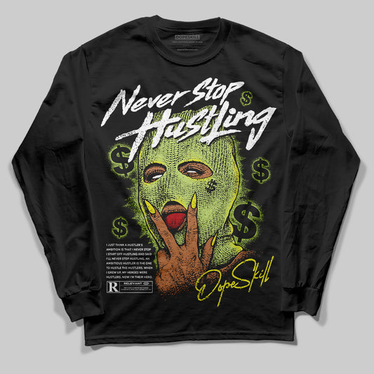 Jordan 13 Retro Bright Cactus DopeSkill Long Sleeve T-Shirt Never Stop Hustling Graphic Streetwear - Black