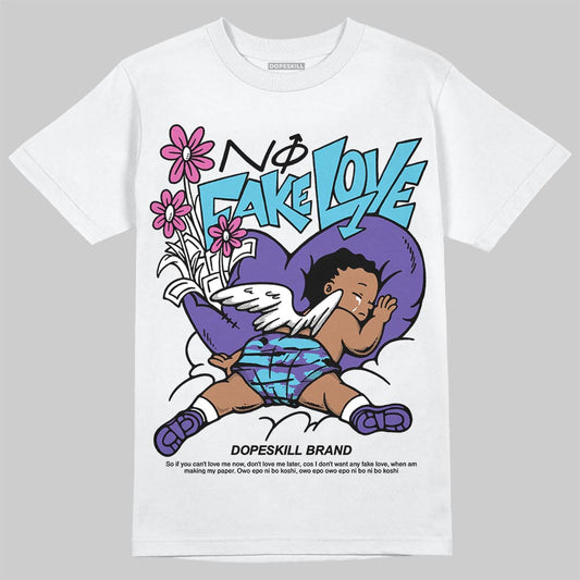Jordan 8 Retro 'Aqua' 2025 DopeSkill T-Shirt No Fake Love Graphic Streetwear - White