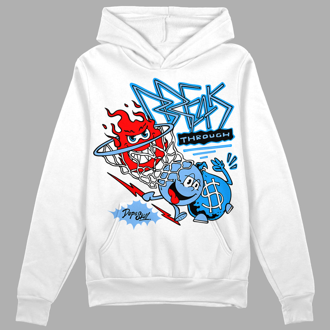 Jordan 9 Powder Blue DopeSkill Hoodie Sweatshirt Break Through Graphic Streetwear - White