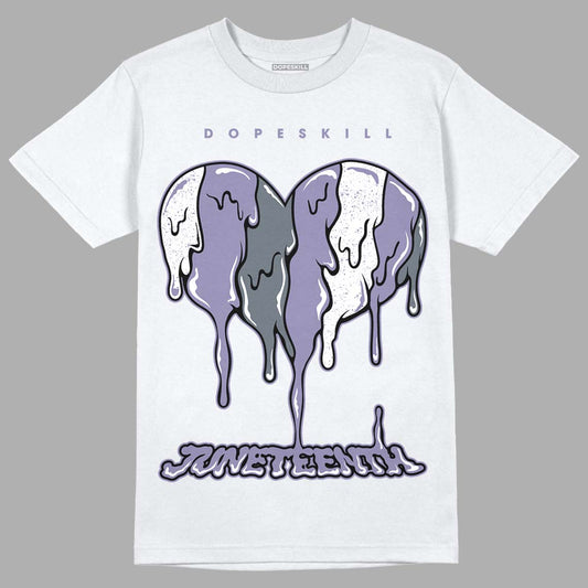 Jordan 5 Retro Low Indigo Haze DopeSkill T-Shirt Juneteenth Heart Graphic Streetwear  - White