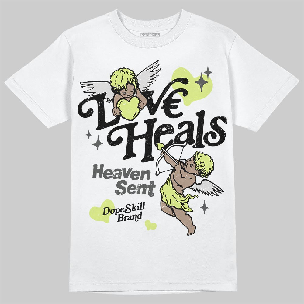 Jordan 4 GS “Light Lemon Twist” DopeSkill T-Shirt New Love Heals Graphic Streetwear - White