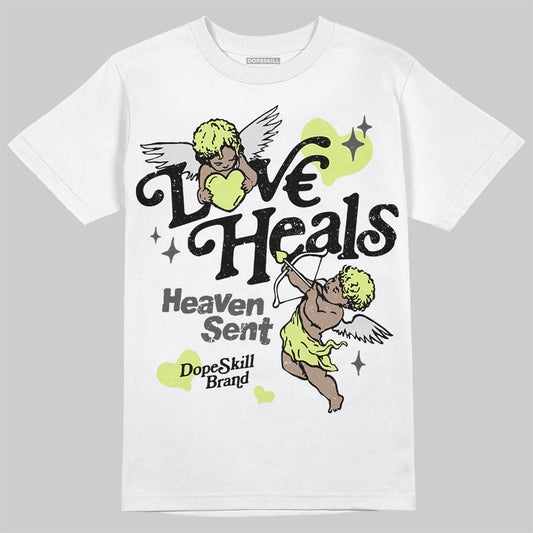 Jordan 4 GS “Light Lemon Twist” DopeSkill T-Shirt New Love Heals Graphic Streetwear - White