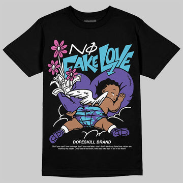 Jordan 8 Retro 'Aqua' 2025 DopeSkill T-Shirt No Fake Love Graphic Streetwear - black