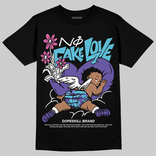 Jordan 8 Retro 'Aqua' 2025 DopeSkill T-Shirt No Fake Love Graphic Streetwear - black