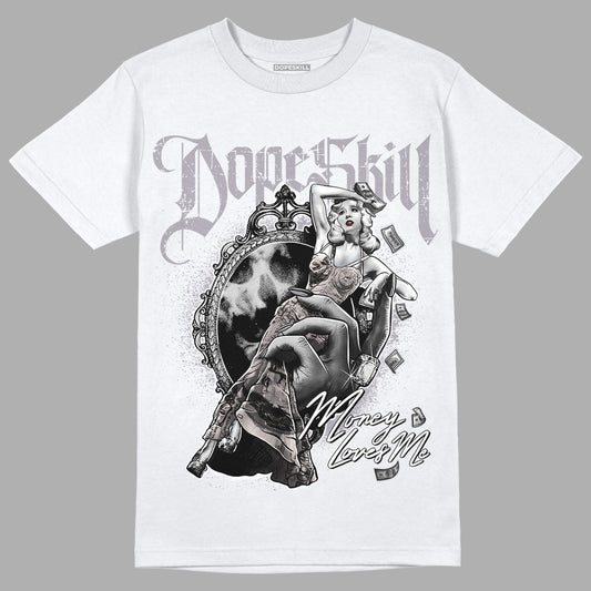 Jordan 2 Cement Grey DopeSkill T-Shirt Money Loves Me Graphic Streetwear - White