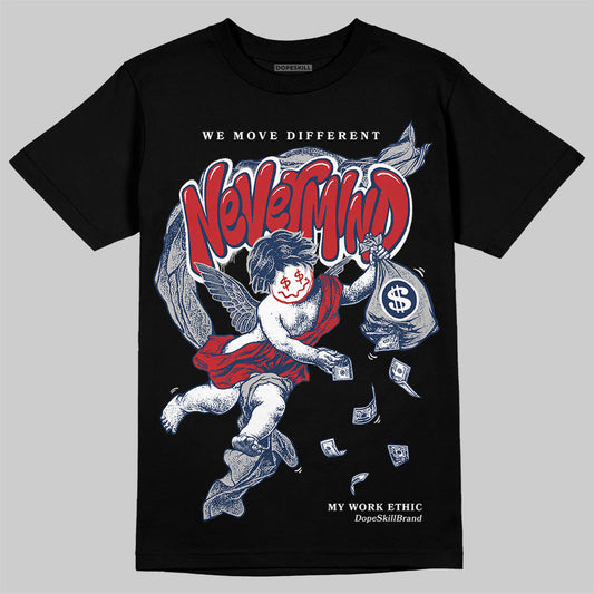 Jordan 4 SB “Summit White/Navy” DopeSkill T-Shirt Nevermind Graphic Streetwear - Black