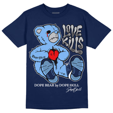 Jordan 5 Midnight Navy DopeSkill Navy T-Shirt Love Kills Graphic Streetwear