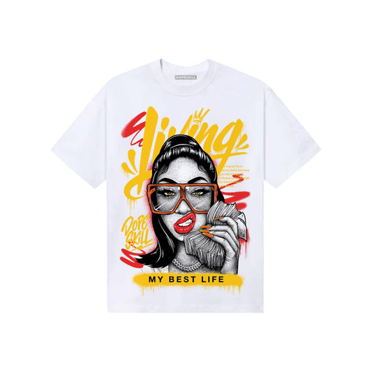 Yellow Sneakers DopeSkill T-Shirt Living My Best Life Graphic Streetwear - White 