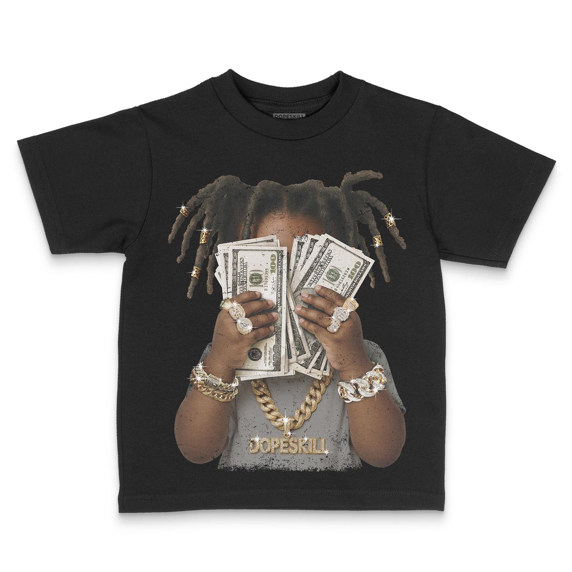 Jordan 4 Retro GS “Blue Chill” DopeSkill Toddler Kids T-shirt Rich Youth Graphic Streetwear - black