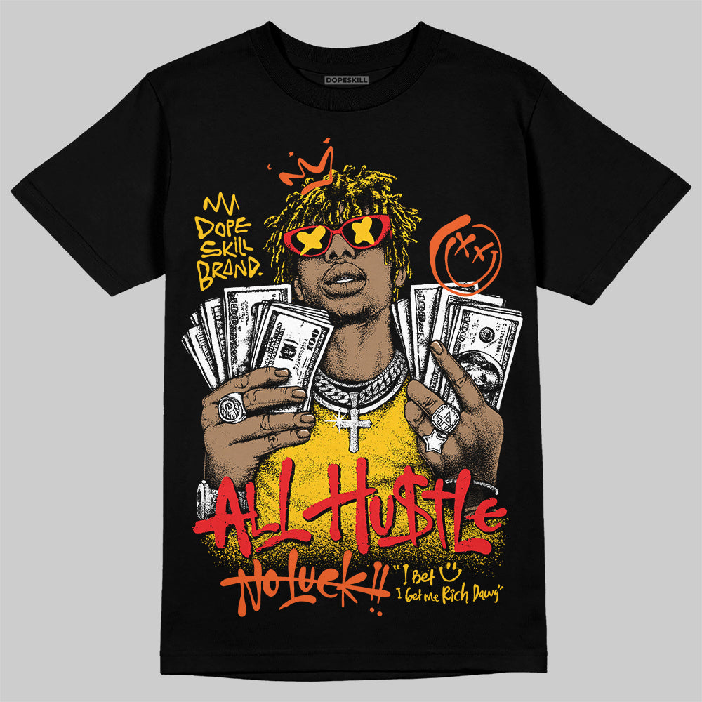Yellow Sneakers DopeSkill T-Shirt All Hustle No Luck Graphic Streetwear - Black