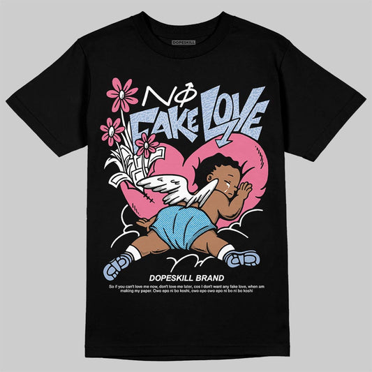 Jordan 3 GS “Denim/Pink Glow” DopeSkill T-Shirt No Fake Love Graphic Streetwear - Black