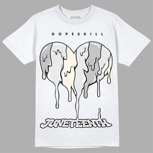 Dunk Low Cool Grey DopeSkill T-Shirt Juneteenth Heart Graphic Streetwear  - White 