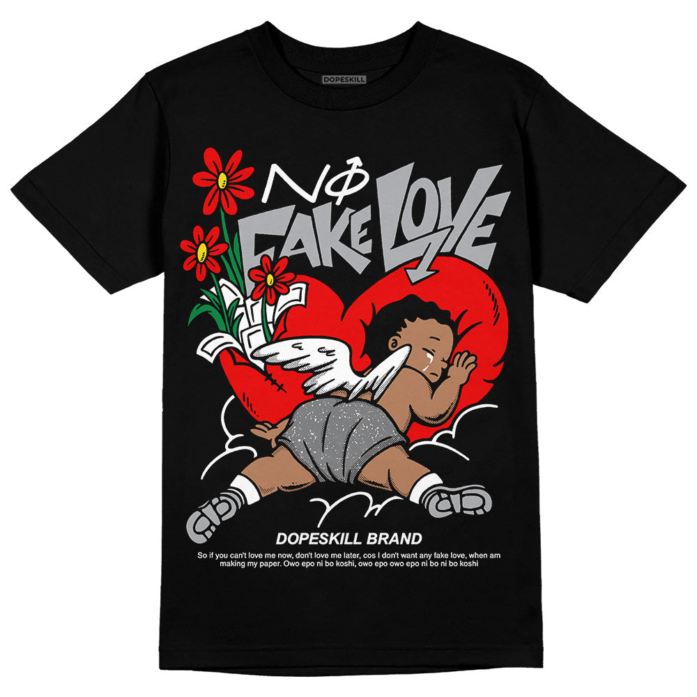 Jordan 4 Retro 'Wet Cement' DopeSkill T-Shirt No Fake Love Graphic Streetwear - Black