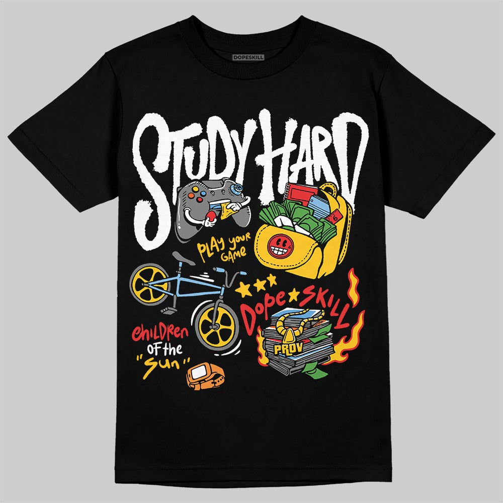 Yellow Sneakers DopeSkill T-Shirt Study Hard Graphic Streetwear - black