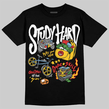 Yellow Sneakers DopeSkill T-Shirt Study Hard Graphic Streetwear - black