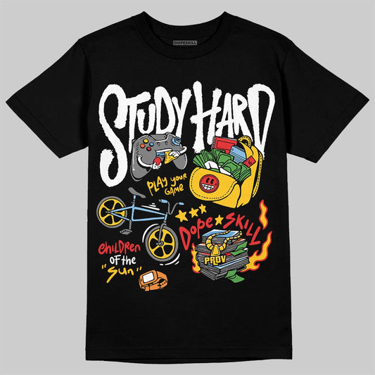 Yellow Sneakers DopeSkill T-Shirt Study Hard Graphic Streetwear - black