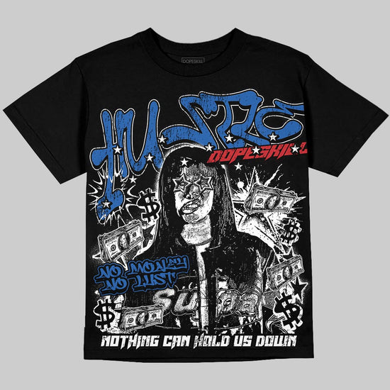 Jordan 3 "True Blue" DopeSkill Oversize Print T-Shirt No Money No Lust Graphic Streetwear - Black