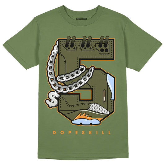 Jordan 5 "Olive" DopeSkill Olive T-shirt No.5 Graphic Streetwear