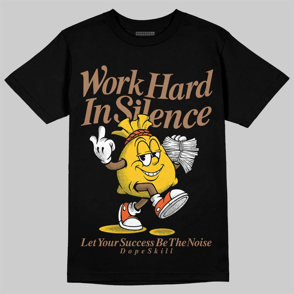 Yellow Sneakers DopeSkill T-Shirt Work Hard In Silence Graphic Streetwear - black