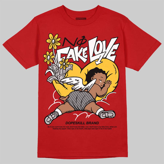 Jordan 14 Retro Ferrari (2025) DopeSkill T-Shirt No Fake Love Graphic Streetwear - Red