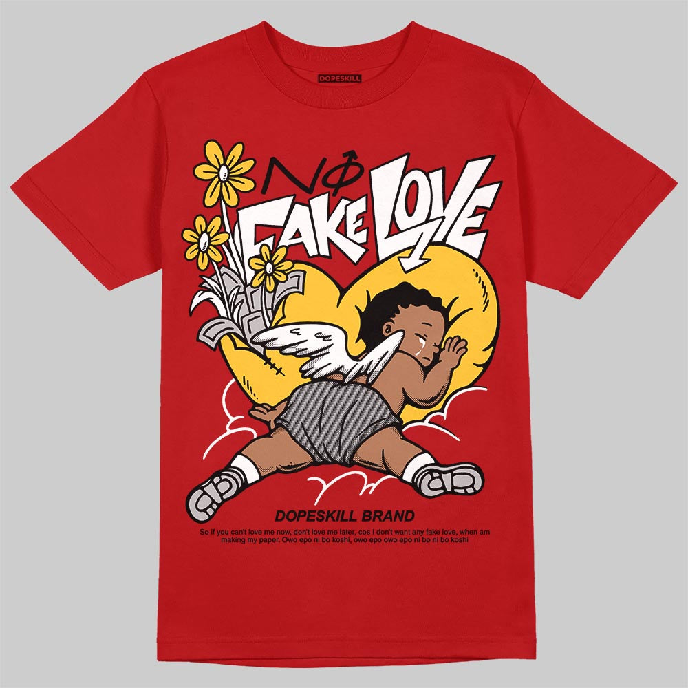 Jordan 14 Retro Ferrari (2025) DopeSkill T-Shirt No Fake Love Graphic Streetwear - Red