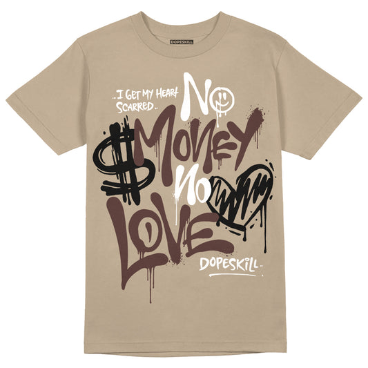 Jordan 1 High OG “Latte” DopeSkill Medium Brown T-Shirt No Money No Love Typo Graphic Streetwear