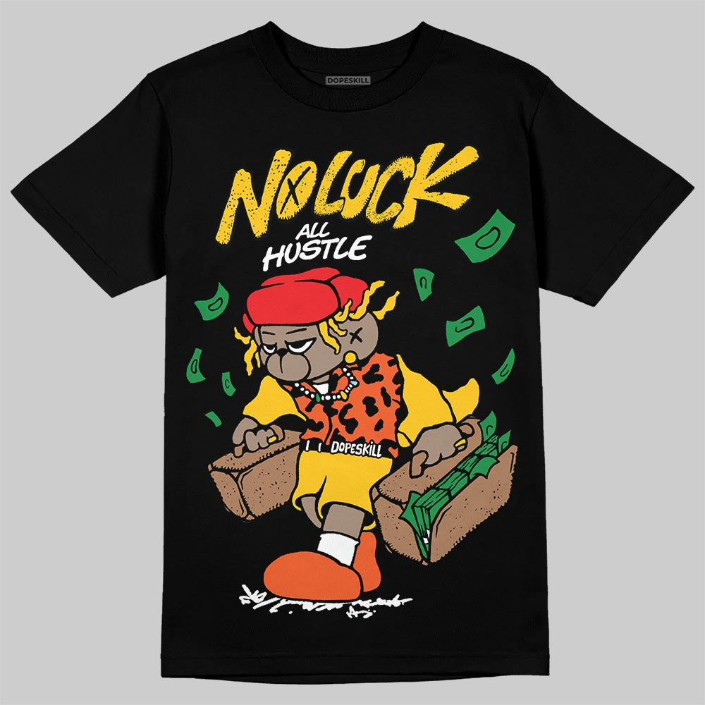 Yellow Sneakers DopeSkill T-Shirt No Luck, All Hustle Graphic Streetwear - Black