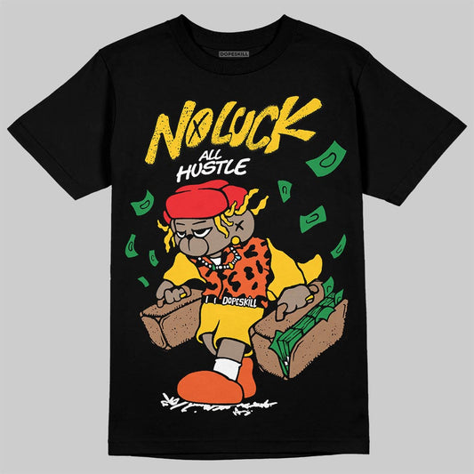 Yellow Sneakers DopeSkill T-Shirt No Luck, All Hustle Graphic Streetwear - Black