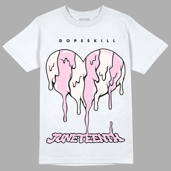 Dunk Low LX Pink Foam DopeSkill T-Shirt Juneteenth Heart Graphic Streetwear - White