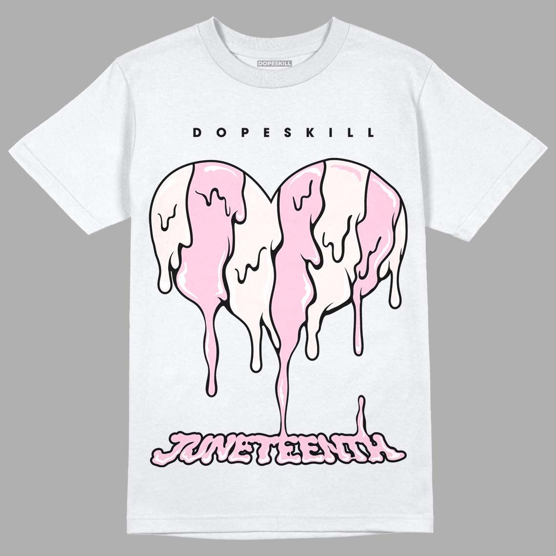 Dunk Low LX Pink Foam DopeSkill T-Shirt Juneteenth Heart Graphic Streetwear - White